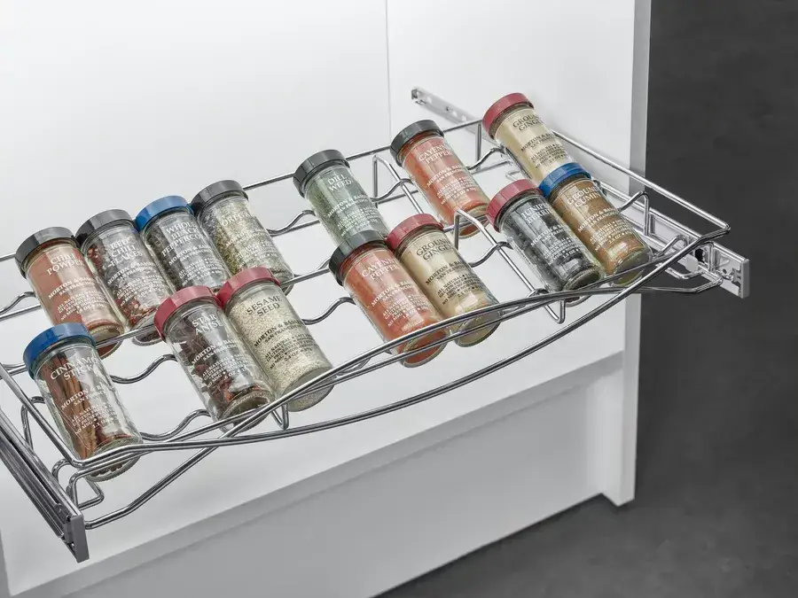 Built-in spice rack accessory