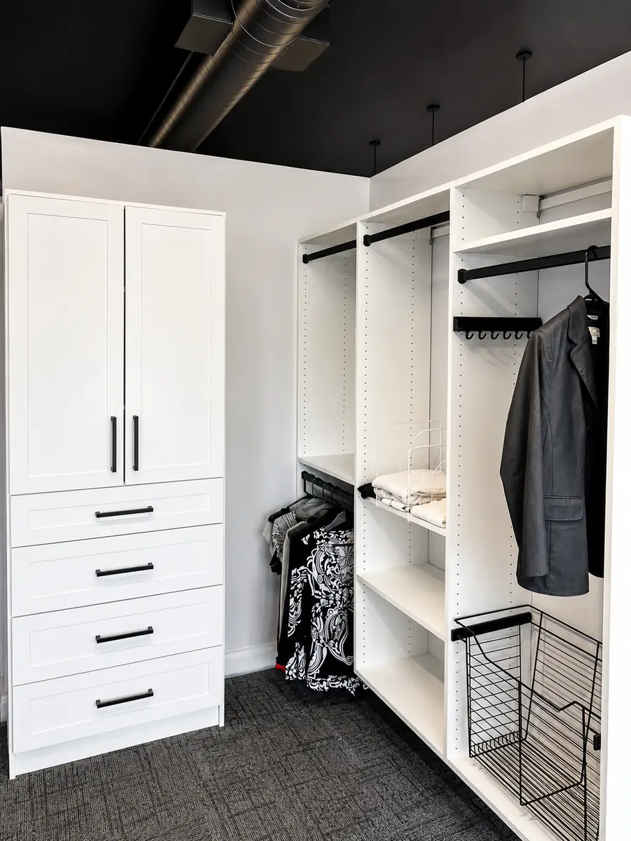 Modern white closet showroom display